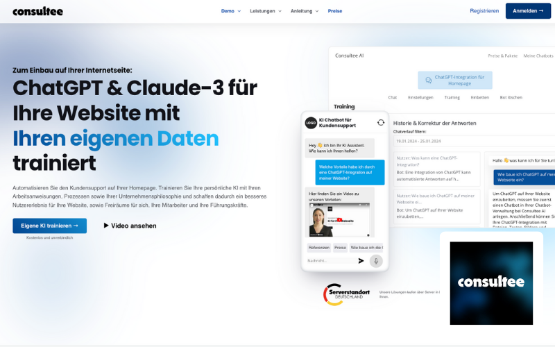 Webseite, Ki Chatbot aus Landshut 